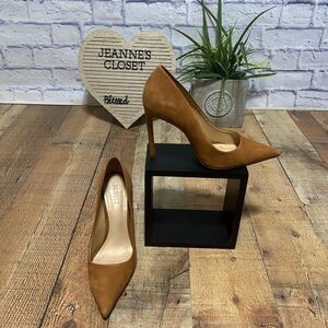 Schutz Lou Pump In dark tan/brown Suede Heels Size US 8.5 B